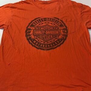 2015 Route 66 Harley-Davidson Men's Bold Orange‎ Tee W/Pocket